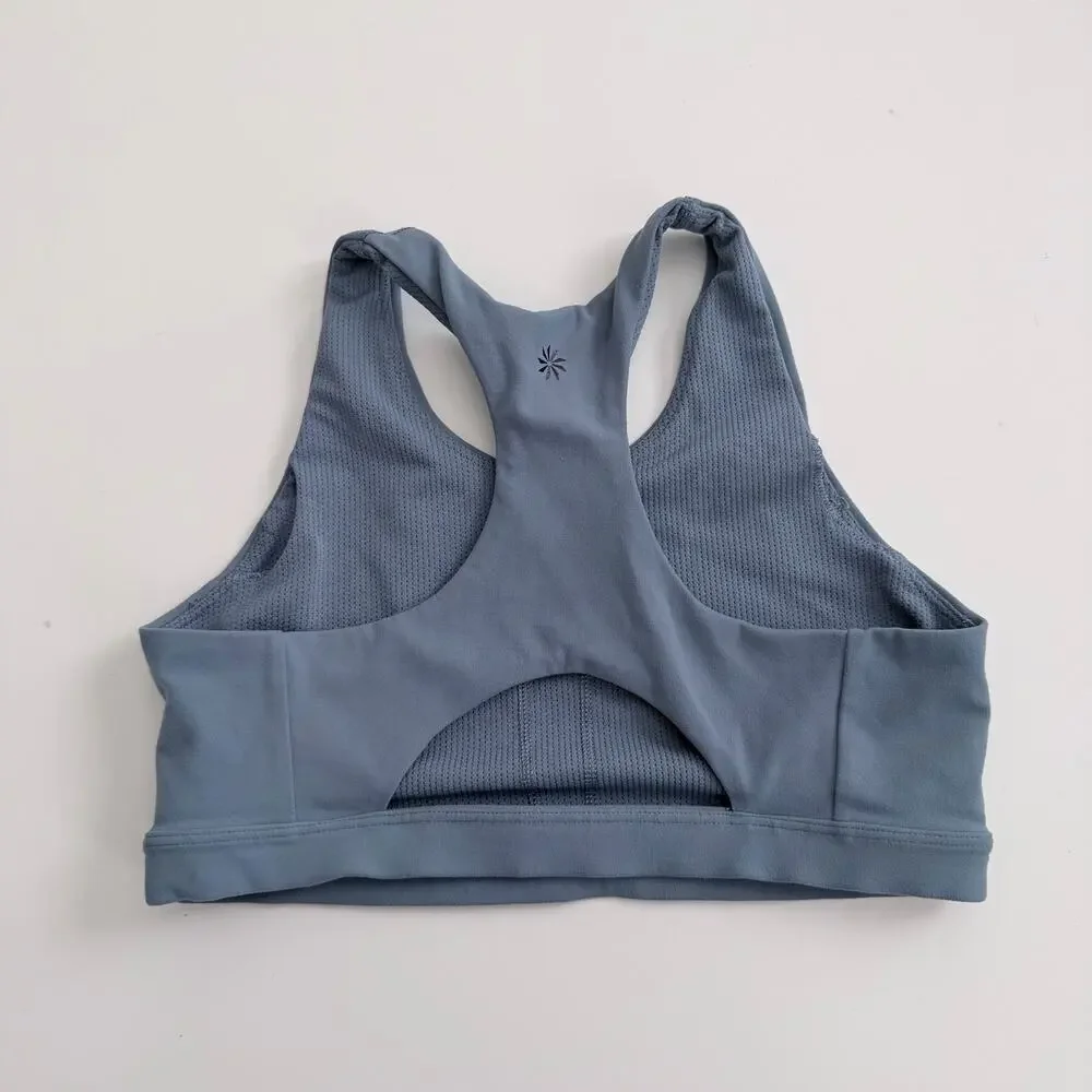 Athleta Speed Racer Bra slate blue keyhole sports bra 980437